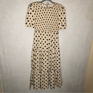 NWT So Chic Boutique Short Sleeve Tiered Polka Dot Dress, Size Medium